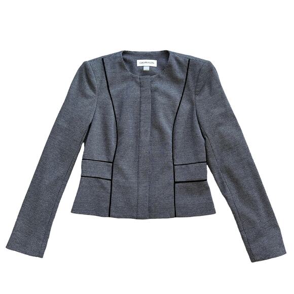 Calvin Klein Gray Contrast Zip Front Jacket Size 4P - Picture 1 of 10
